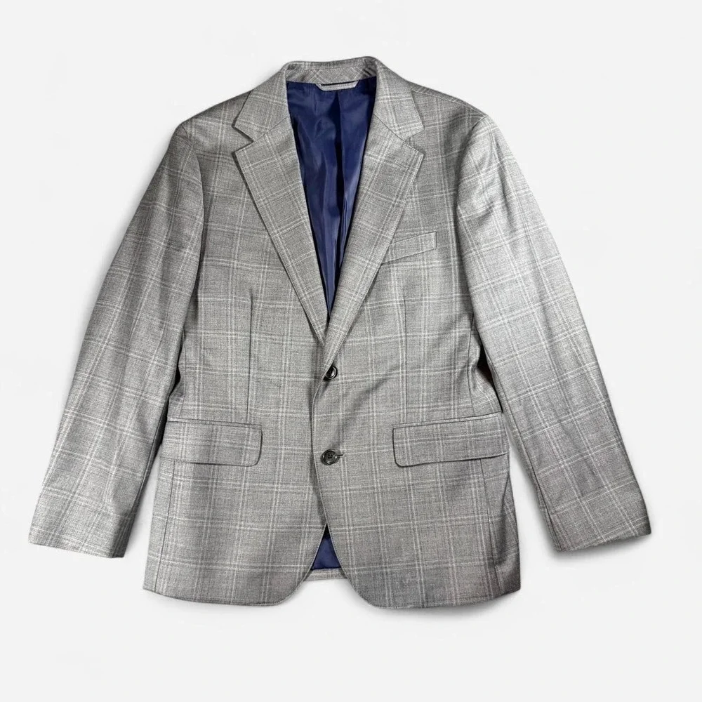 Bonobos Gray Glen Plaid Standard Fit Sport Coat Wool Blend Size 38S